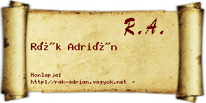 Rák Adrián névjegykártya