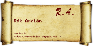 Rák Adrián névjegykártya